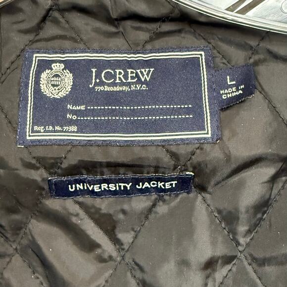 J Crew University Jacket Stadium Cloth Mens Size L 100% Wool Quilted Lining - Picture 7 of 15